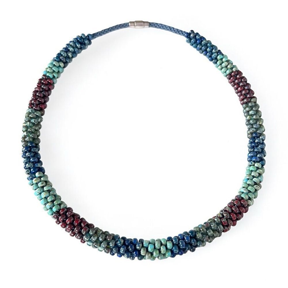 Picasso Seed Bead Woven Rope Necklace